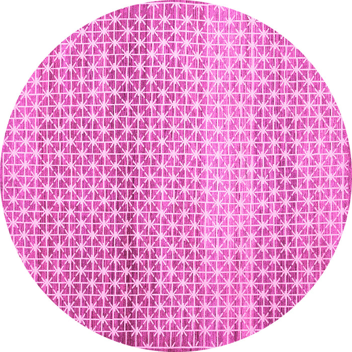 Round Machine Washable Abstract Pink Contemporary Rug, wshcon525pnk