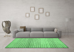 Machine Washable Abstract Emerald Green Contemporary Area Rugs in a Living Room,, wshcon525emgrn