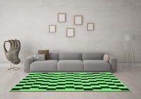 Machine Washable Abstract Emerald Green Contemporary Rug, wshcon526emgrn