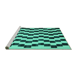 Sideview of Machine Washable Abstract Turquoise Contemporary Area Rugs, wshcon526turq