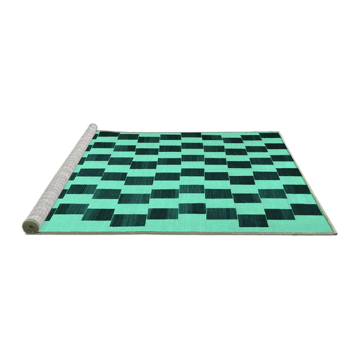 Sideview of Machine Washable Abstract Turquoise Contemporary Area Rugs, wshcon526turq