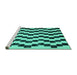 Sideview of Machine Washable Abstract Turquoise Contemporary Area Rugs, wshcon526turq