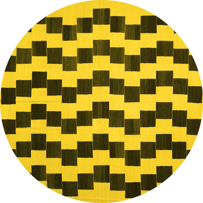 Round Abstract Yellow Contemporary Rug, con526yw