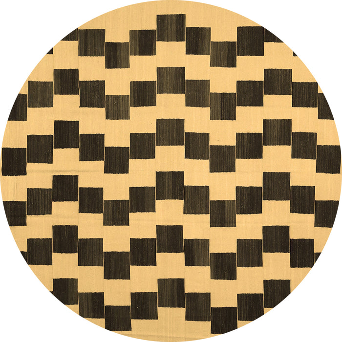 Round Abstract Brown Contemporary Rug, con526brn