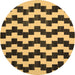 Round Abstract Brown Contemporary Rug, con526brn