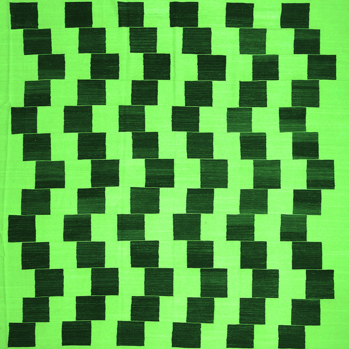 Round Machine Washable Abstract Green Contemporary Area Rugs, wshcon526grn