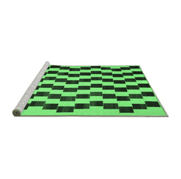 Sideview of Machine Washable Abstract Emerald Green Contemporary Area Rugs, wshcon526emgrn