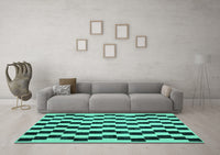 Machine Washable Abstract Turquoise Contemporary Rug, wshcon526turq