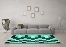 Machine Washable Abstract Turquoise Contemporary Area Rugs in a Living Room,, wshcon526turq