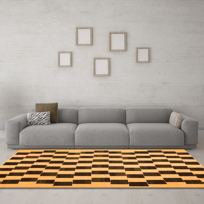 Machine Washable Abstract Orange Contemporary Area Rugs in a Living Room, wshcon526org
