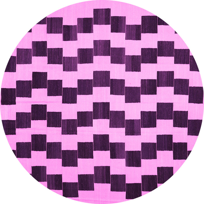Round Machine Washable Abstract Pink Contemporary Rug, wshcon526pnk