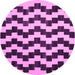 Round Machine Washable Abstract Pink Contemporary Rug, wshcon526pnk