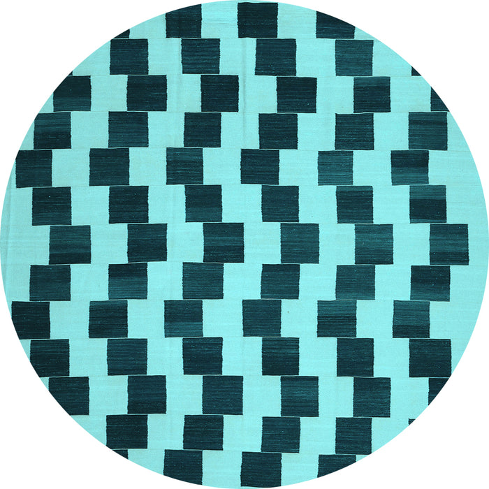 Round Abstract Light Blue Contemporary Rug, con526lblu