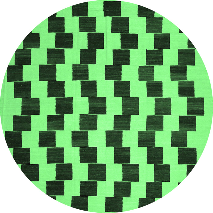 Round Abstract Emerald Green Contemporary Rug, con526emgrn