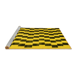 Sideview of Machine Washable Abstract Yellow Contemporary Rug, wshcon526yw