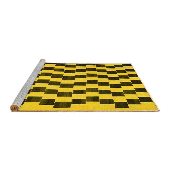 Sideview of Machine Washable Abstract Yellow Contemporary Rug, wshcon526yw