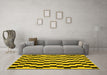Machine Washable Abstract Yellow Contemporary Rug in a Living Room, wshcon526yw