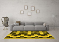 Machine Washable Abstract Yellow Contemporary Rug, wshcon526yw