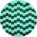 Round Abstract Turquoise Contemporary Rug, con526turq