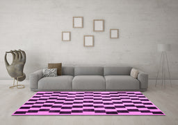Machine Washable Abstract Pink Contemporary Rug in a Living Room, wshcon526pnk