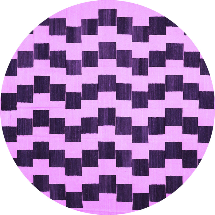 Round Abstract Purple Contemporary Rug, con526pur