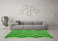 Machine Washable Abstract Green Contemporary Rug, wshcon526grn