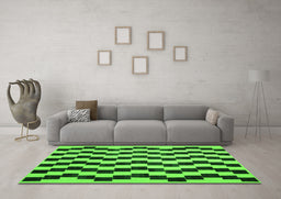 Machine Washable Abstract Green Contemporary Area Rugs in a Living Room,, wshcon526grn