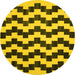 Round Machine Washable Abstract Yellow Contemporary Rug, wshcon526yw