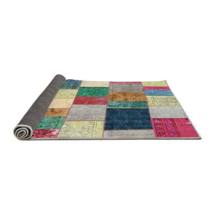 Thickness of Contemporary Sage Green Patchwork Rug, con527