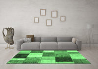 Machine Washable Patchwork Emerald Green Transitional Rug, wshcon527emgrn