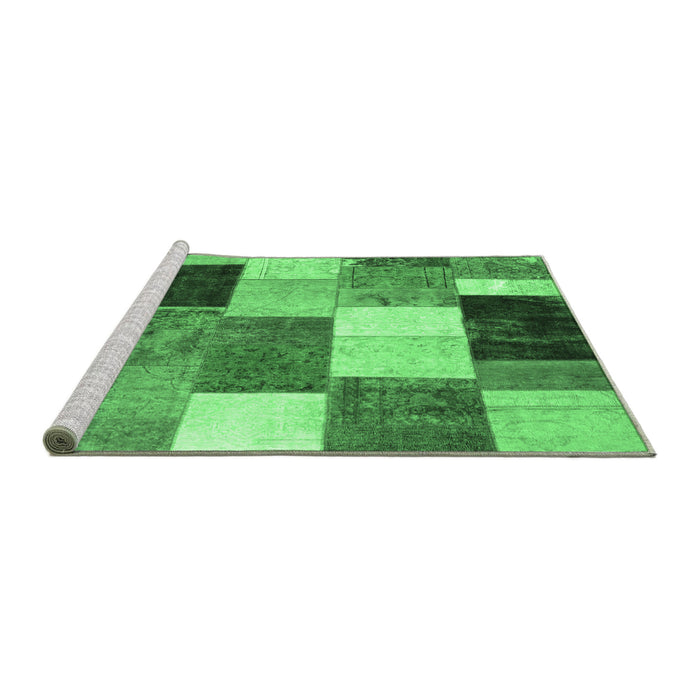 Sideview of Machine Washable Patchwork Emerald Green Transitional Area Rugs, wshcon527emgrn