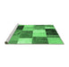 Sideview of Machine Washable Patchwork Emerald Green Transitional Area Rugs, wshcon527emgrn