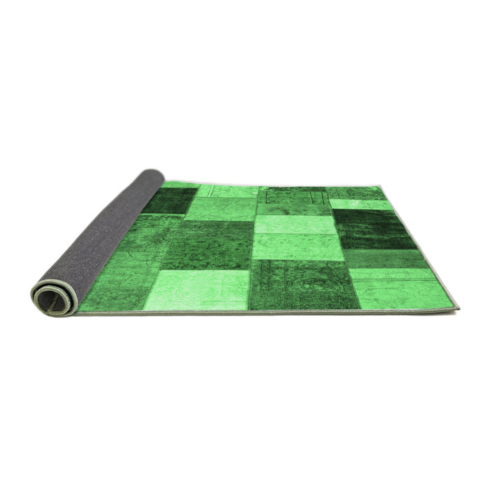 Sideview of Patchwork Emerald Green Transitional Rug, con527emgrn