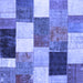 Square Machine Washable Patchwork Blue Transitional Rug, wshcon527blu
