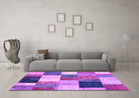 Machine Washable Patchwork Purple Transitional Rug, wshcon527pur