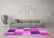 Machine Washable Patchwork Pink Transitional Rug in a Living Room, wshcon527pnk