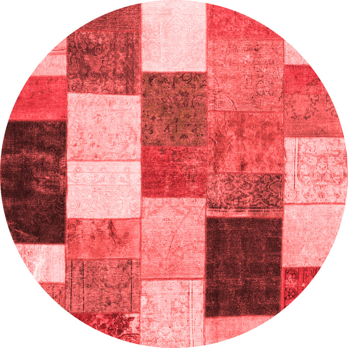 Machine Washable Patchwork Red Transitional Rug, wshcon527red