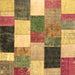 Square Machine Washable Patchwork Brown Transitional Rug, wshcon527brn