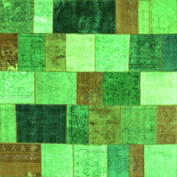 Serging Thickness of Patchwork Green Transitional Rug, con527grn