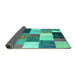 Sideview of Patchwork Turquoise Transitional Rug, con527turq