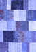 Machine Washable Patchwork Blue Transitional Rug, wshcon527blu