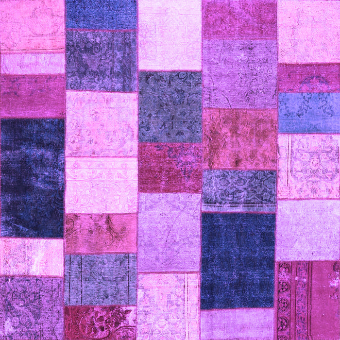 Square Patchwork Purple Transitional Rug, con527pur