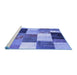 Sideview of Machine Washable Patchwork Blue Transitional Rug, wshcon527blu