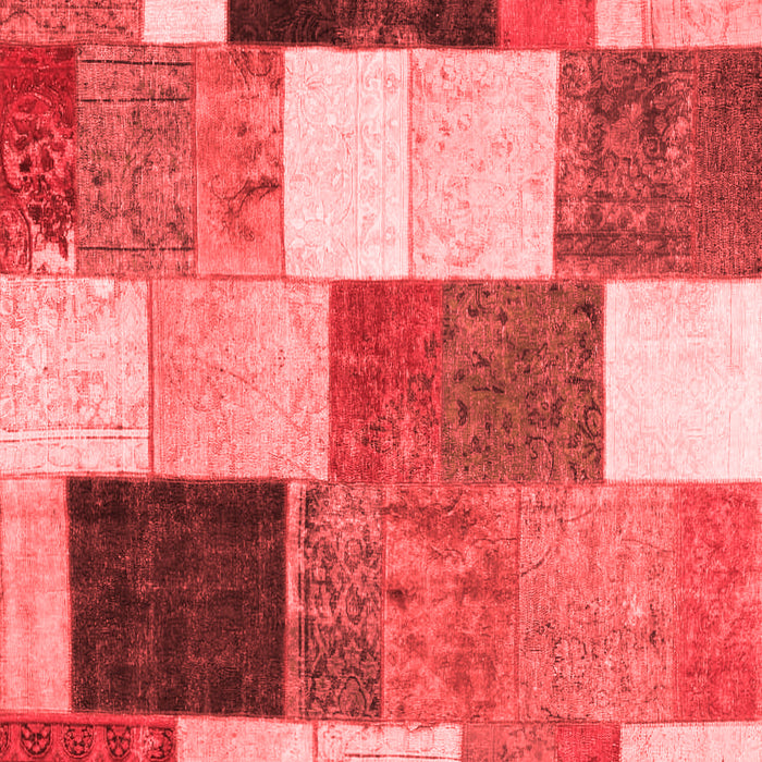 Machine Washable Patchwork Red Transitional Rug, wshcon527red
