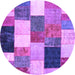 Round Patchwork Purple Transitional Rug, con527pur