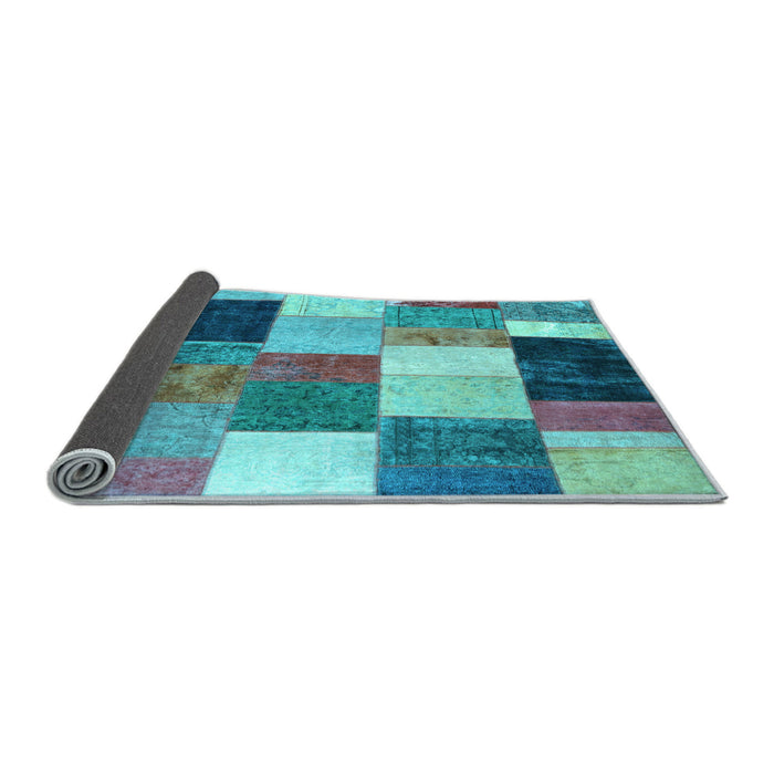 Sideview of Patchwork Light Blue Transitional Rug, con527lblu