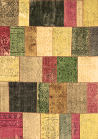 Patchwork Brown Transitional Rug, con527brn