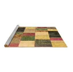Sideview of Machine Washable Patchwork Brown Transitional Rug, wshcon527brn