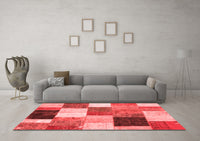 Machine Washable Patchwork Red Transitional Rug, wshcon527red