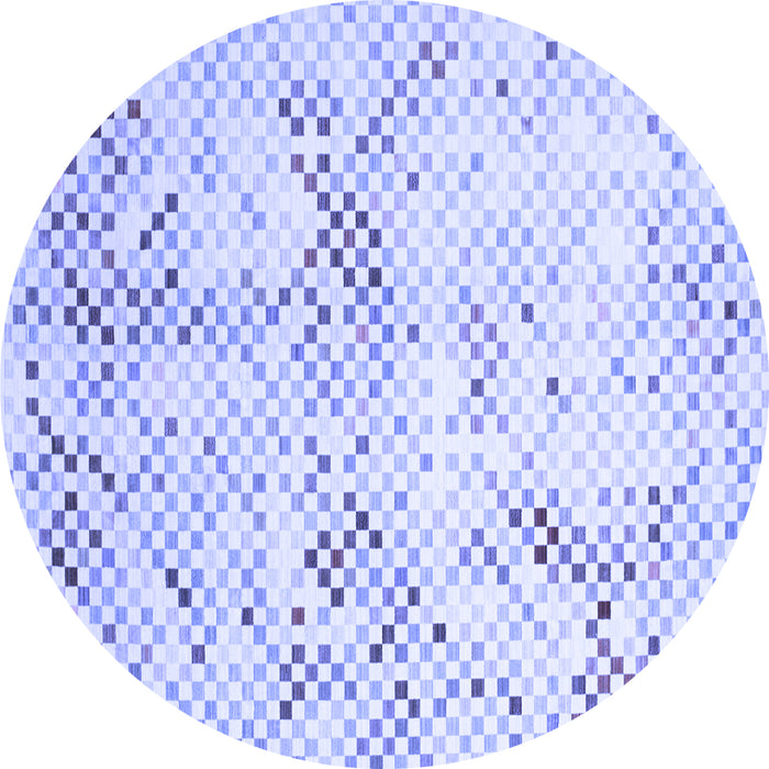 Round Machine Washable Abstract Blue Contemporary Rug, wshcon528blu